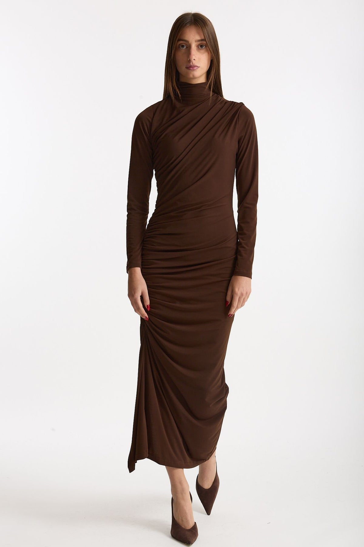 Abito lungo dolcevita marrone donna Marsēm - 1