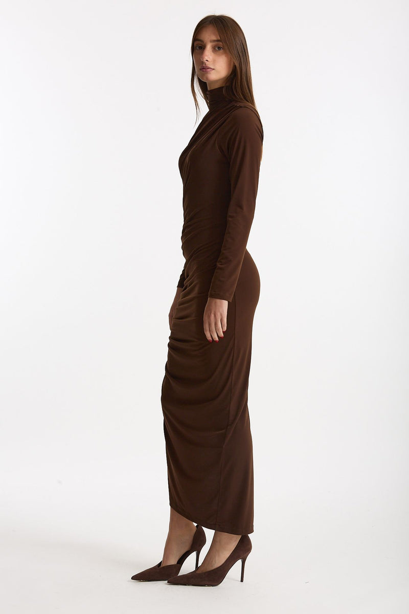 Abito lungo dolcevita marrone donna Marsēm - 2