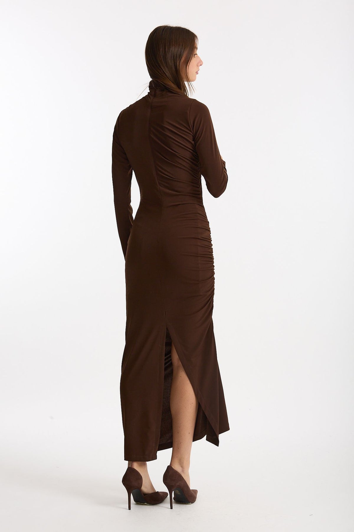 Abito lungo dolcevita marrone donna Marsēm - 3