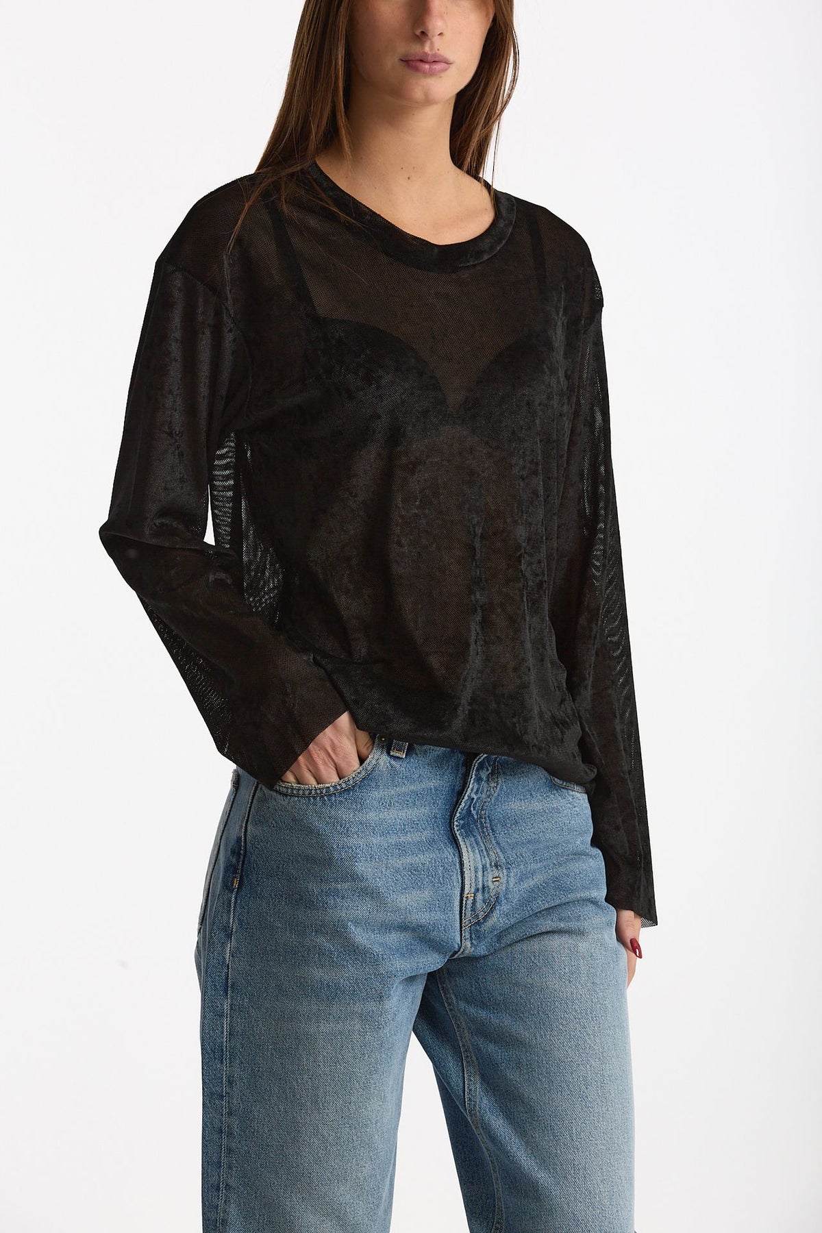 Maglia semitrasparente nero donna Marsēm - 3