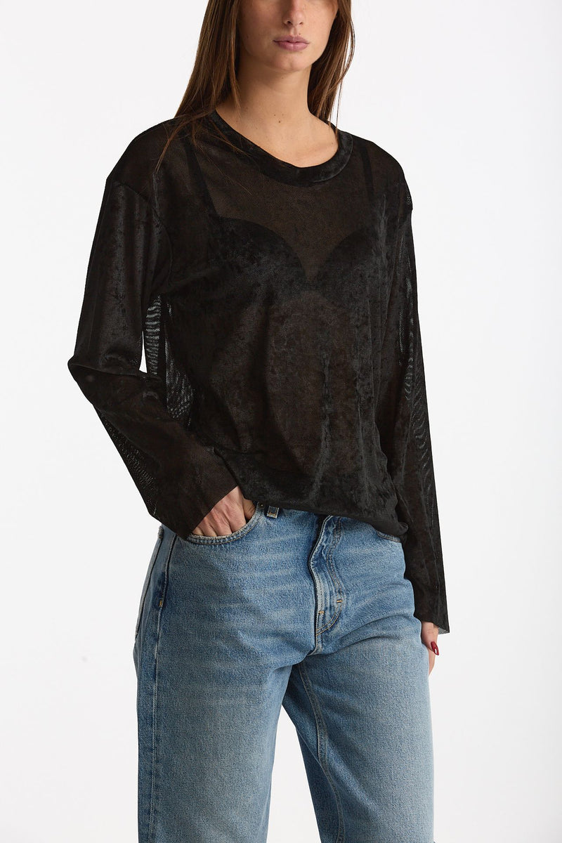 Maglia semitrasparente nero donna Marsēm - 3