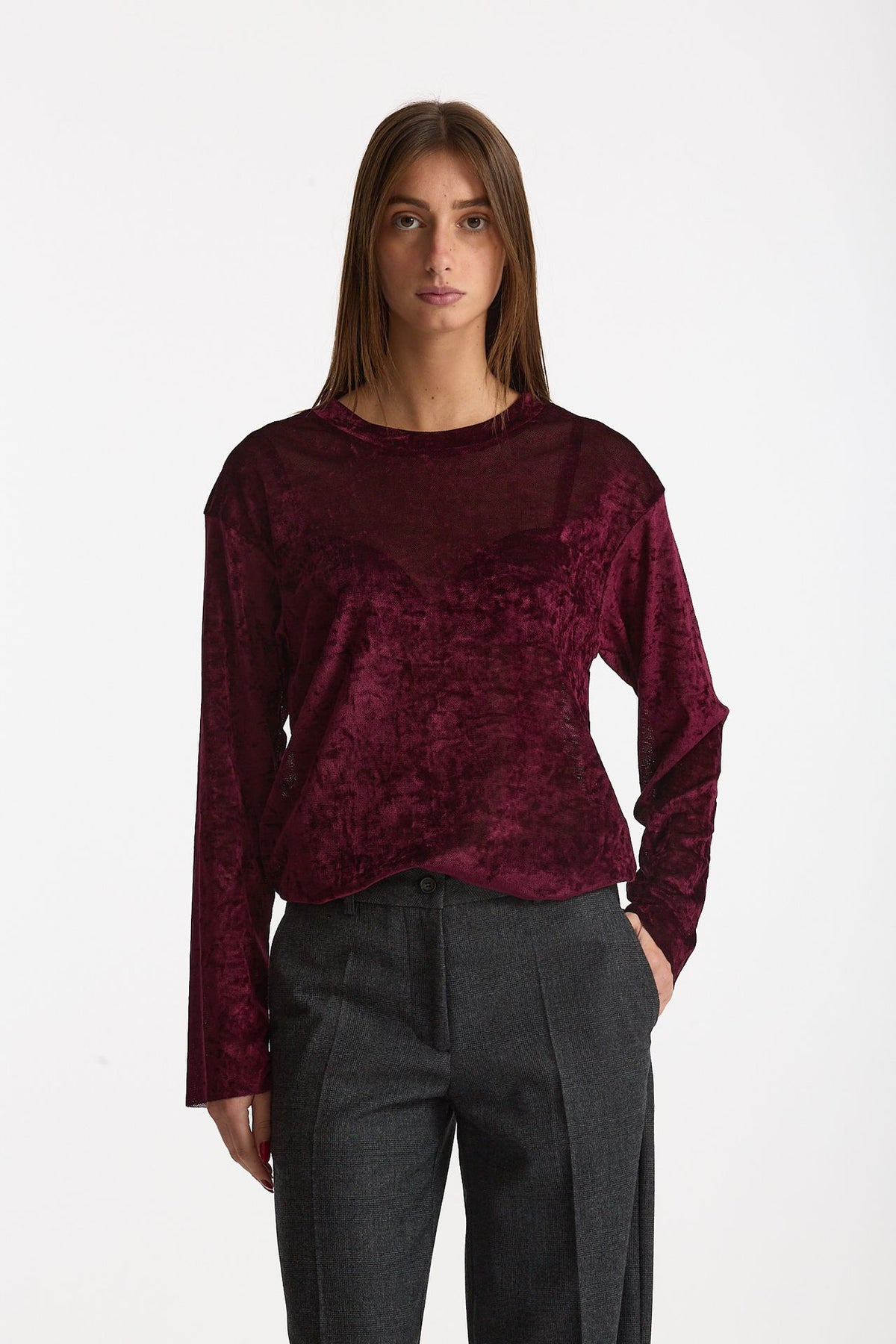 Maglia semitrasparente bordeaux donna Marsēm - 3