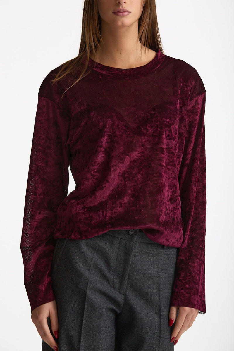 Maglia semitrasparente bordeaux donna Marsēm - 1
