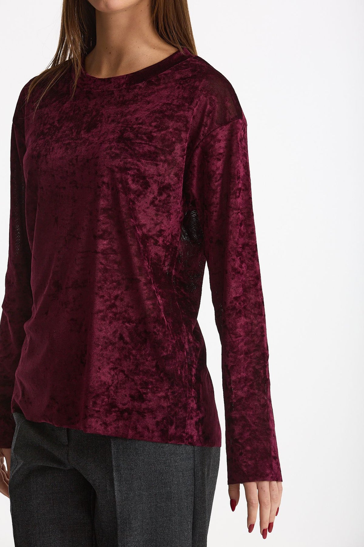 Maglia semitrasparente bordeaux donna Marsēm - 5