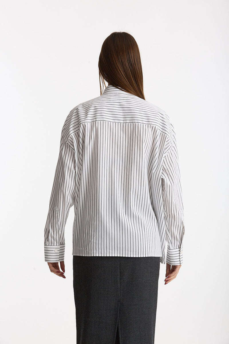 Camicia oversize bianco e nero donna Marsēm - 4