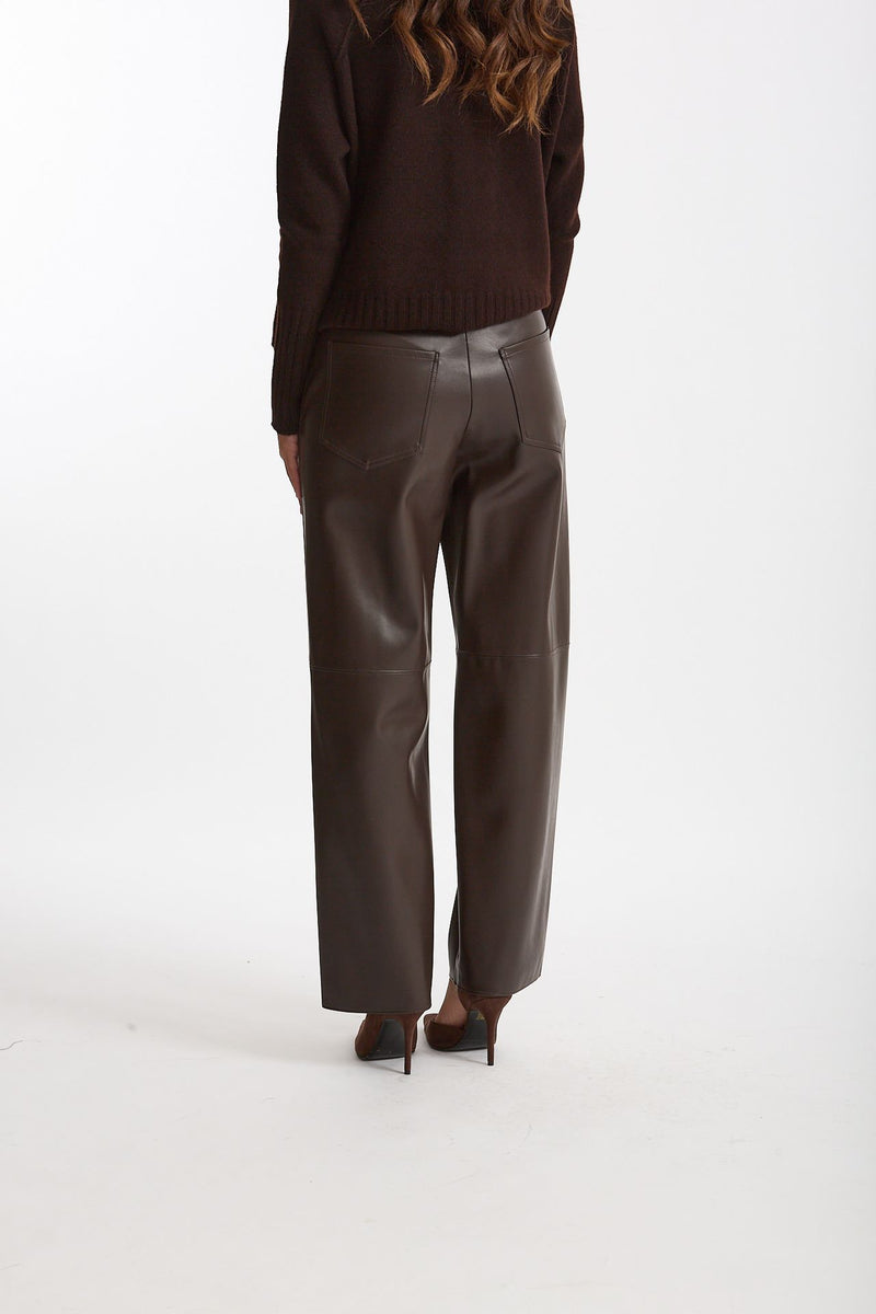 Pantalone regular in eco pelle SOSPIRO marrone donna Max mara s - 3