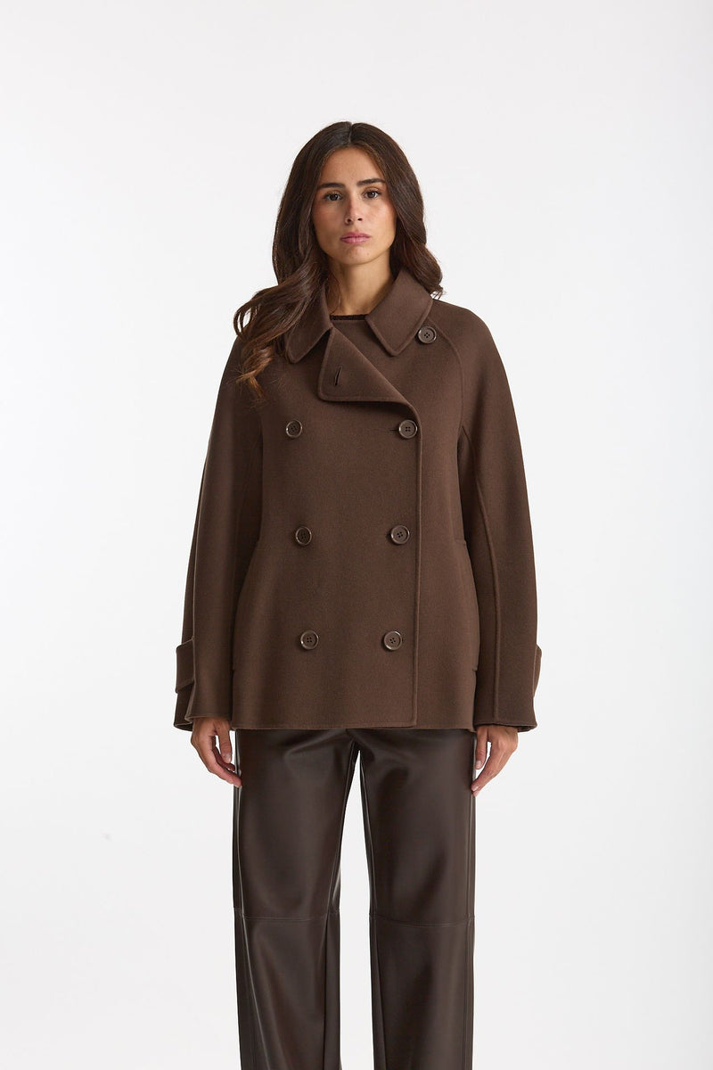 Trench corto LOUIS doppio tessuto lana marrone donna Max mara s - 3