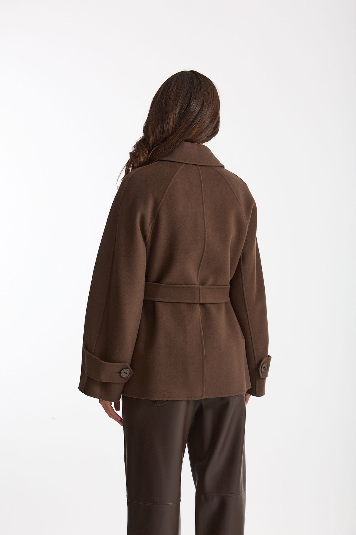 Trench corto LOUIS doppio tessuto lana marrone donna Max mara s - 7