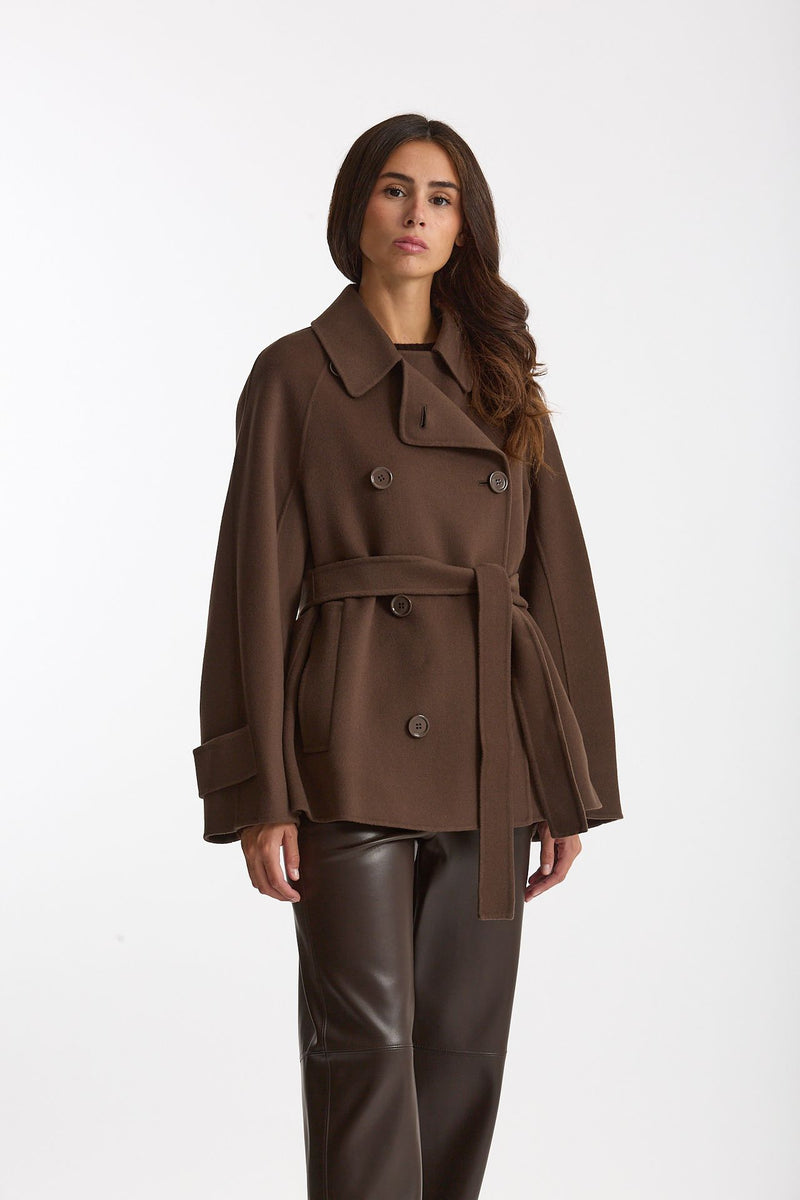 Trench corto LOUIS doppio tessuto lana marrone donna Max mara s - 8