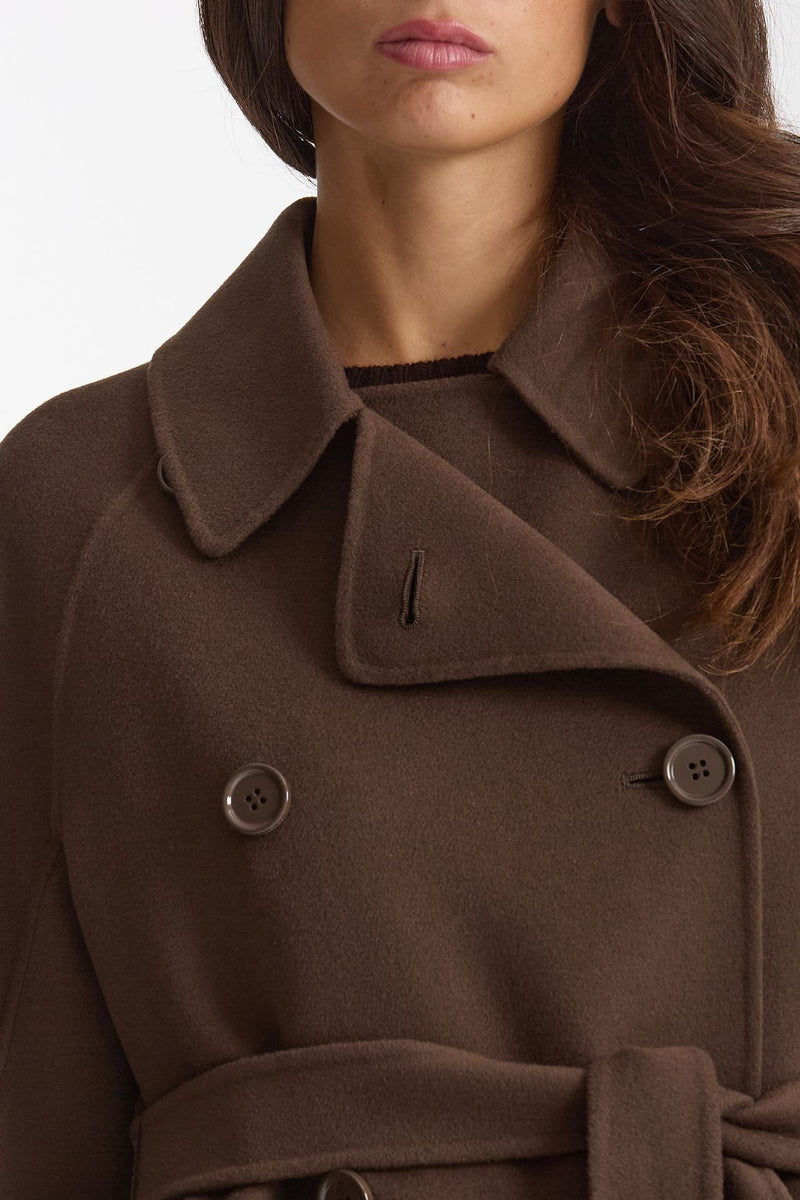 Trench corto LOUIS doppio tessuto lana marrone donna Max mara s - 9