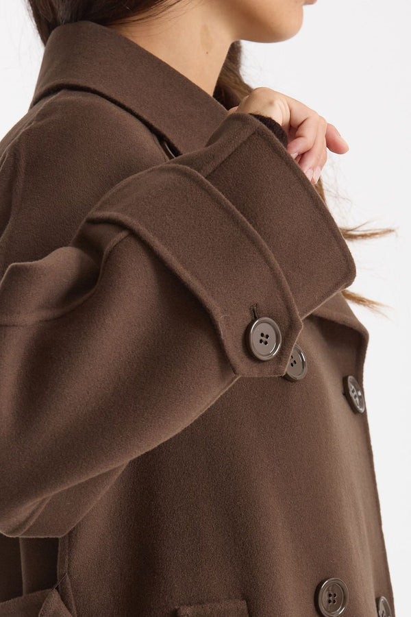 Trench corto LOUIS doppio tessuto lana marrone donna Max mara s