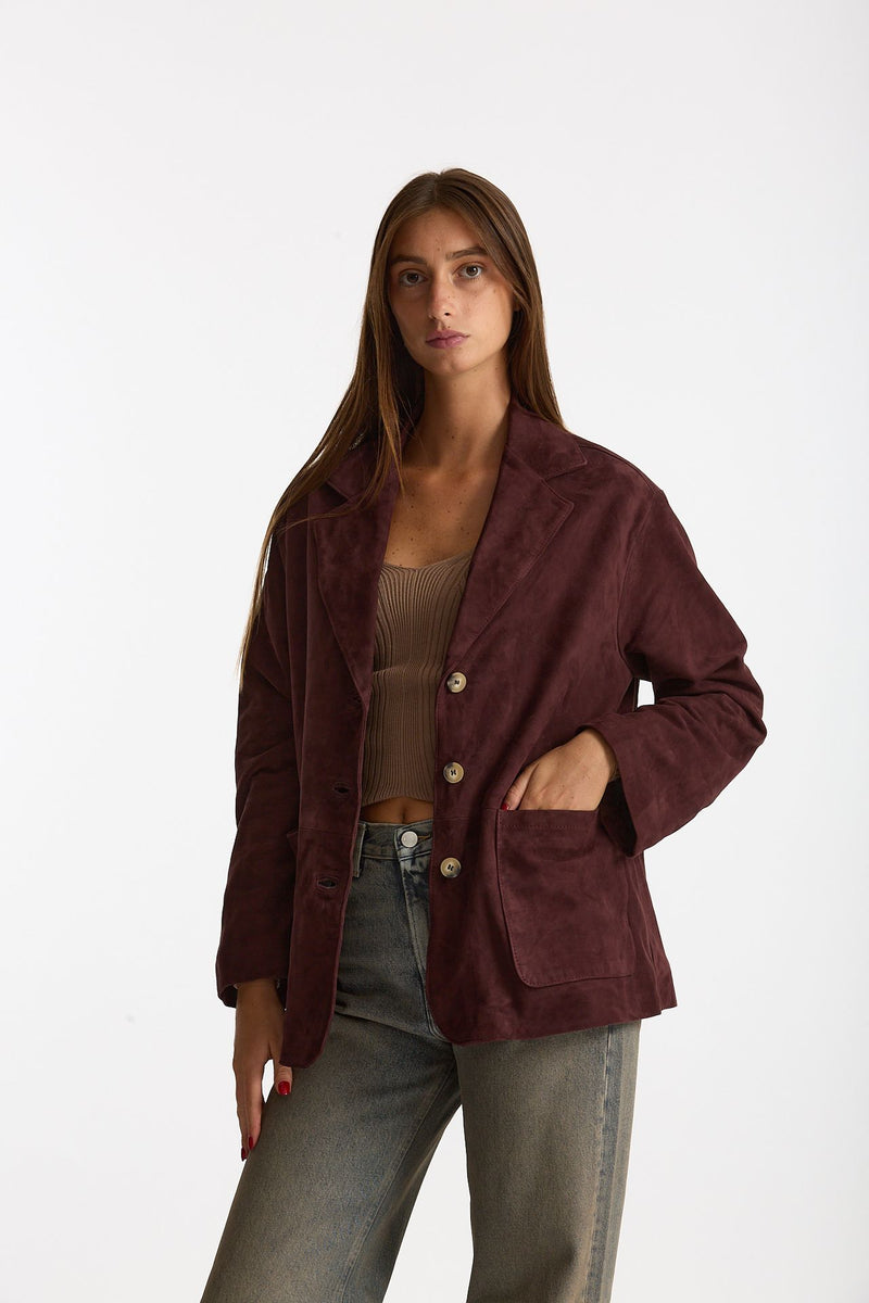 Blazer in suede burgundi donna Mono - 1