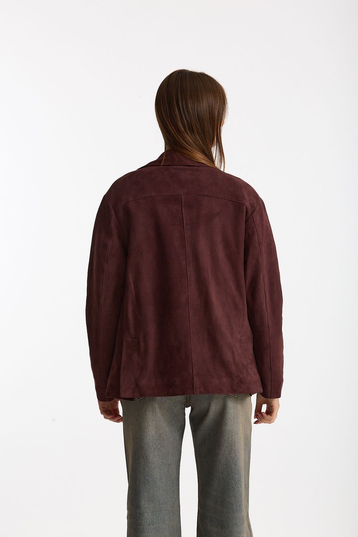 Blazer in suede burgundi donna Mono - 4