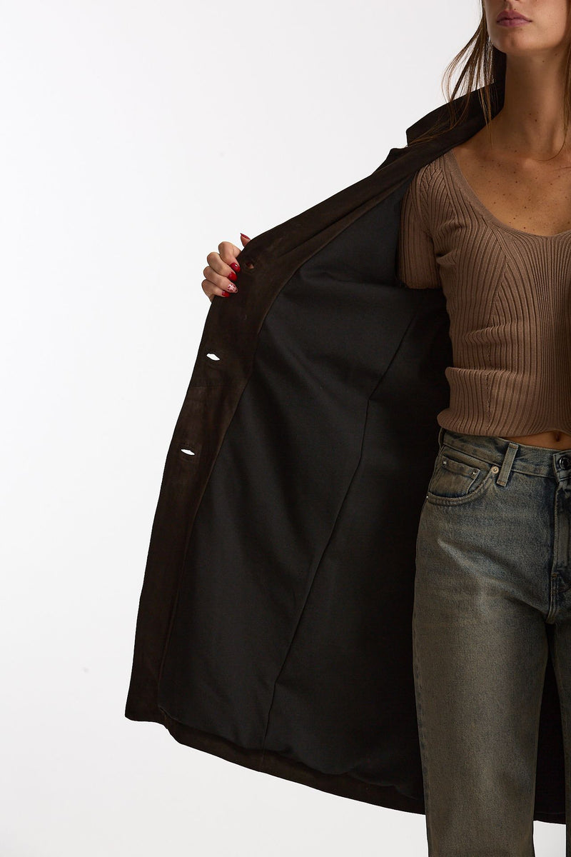Soprabito in suede testa moro donna Mono - 6