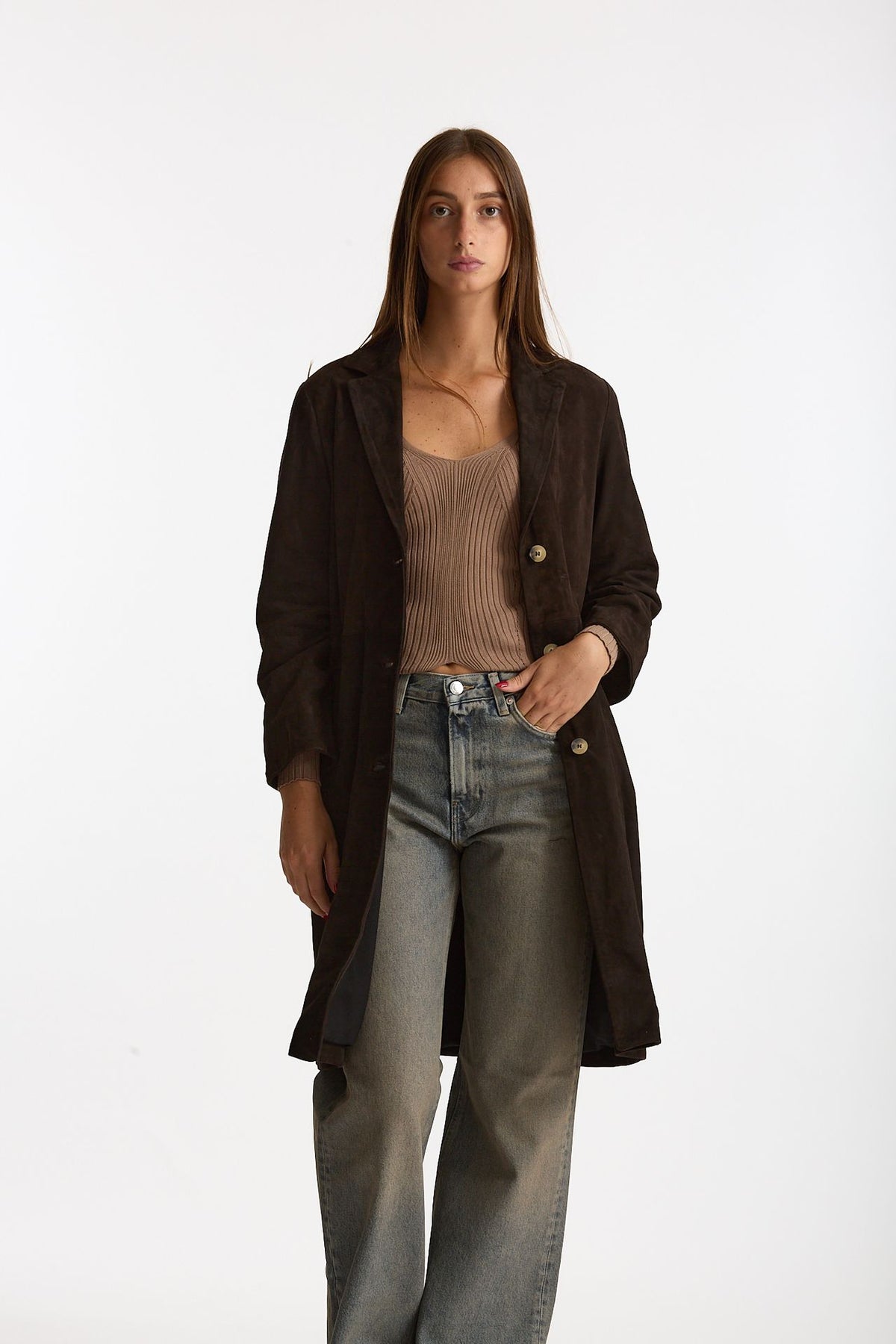 Soprabito in suede testa moro donna Mono - 1