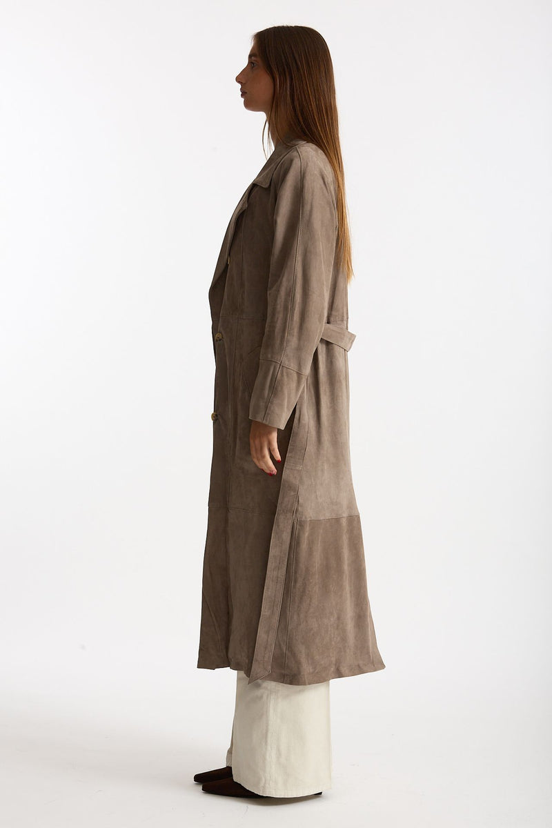 Soprabito in suede tortora donna Mono - 3