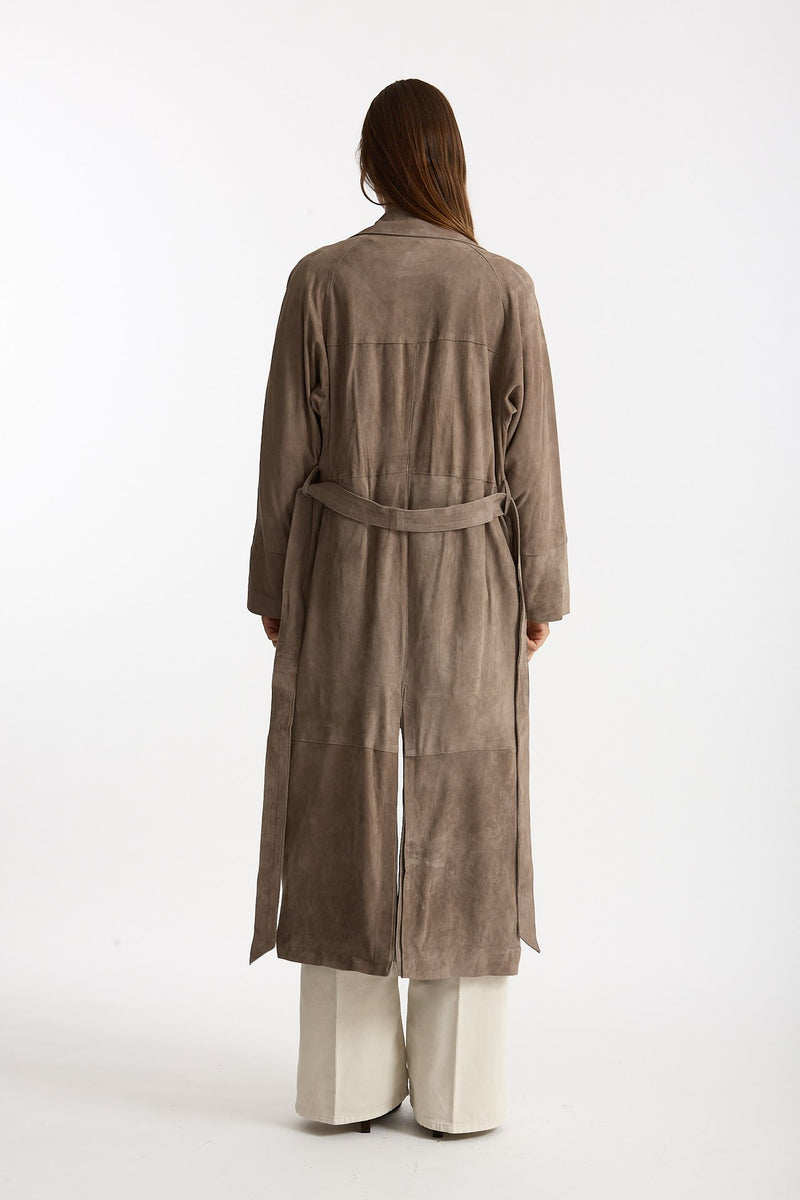 Soprabito in suede tortora donna Mono - 4
