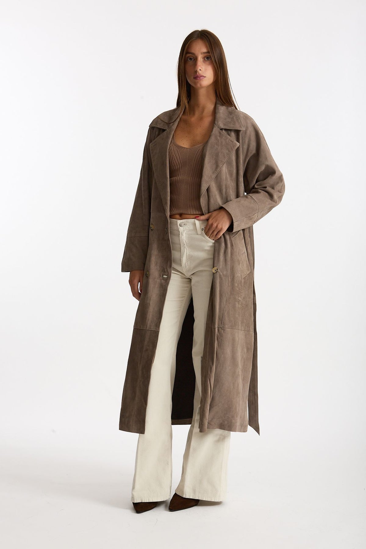 Soprabito in suede tortora donna Mono - 1