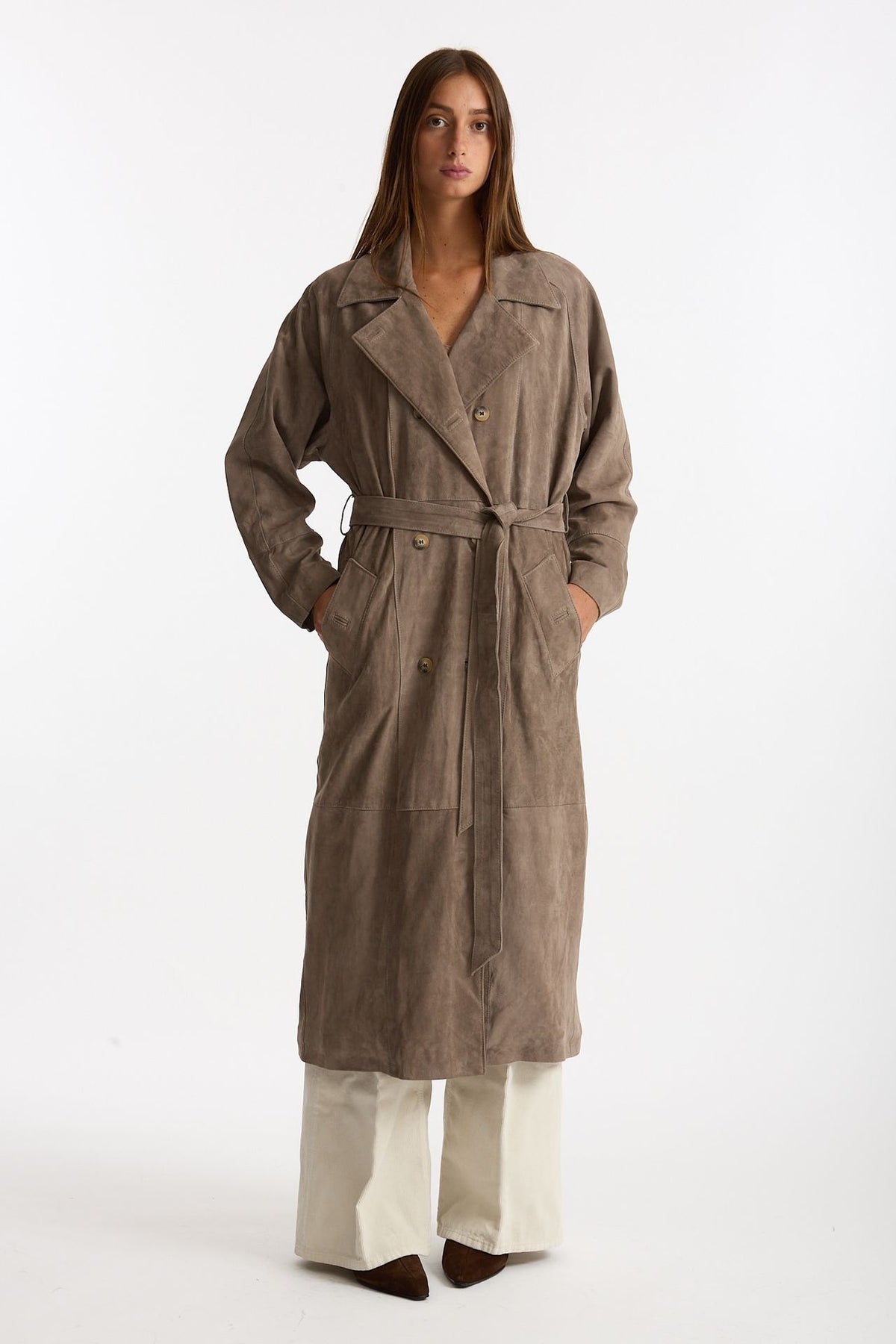 Soprabito in suede tortora donna Mono - 6