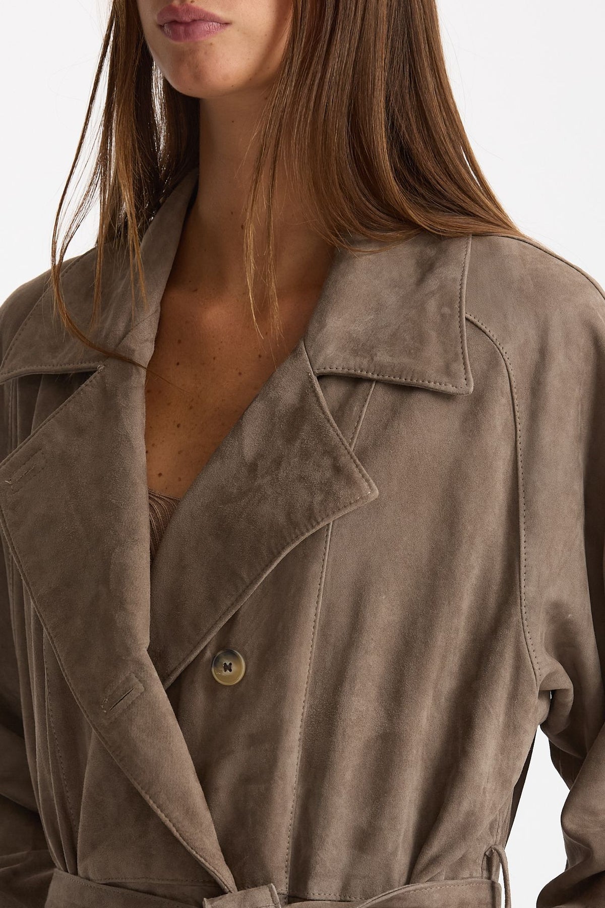 Soprabito in suede tortora donna Mono - 2
