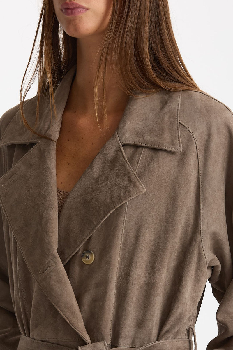 Soprabito in suede tortora donna Mono - 2