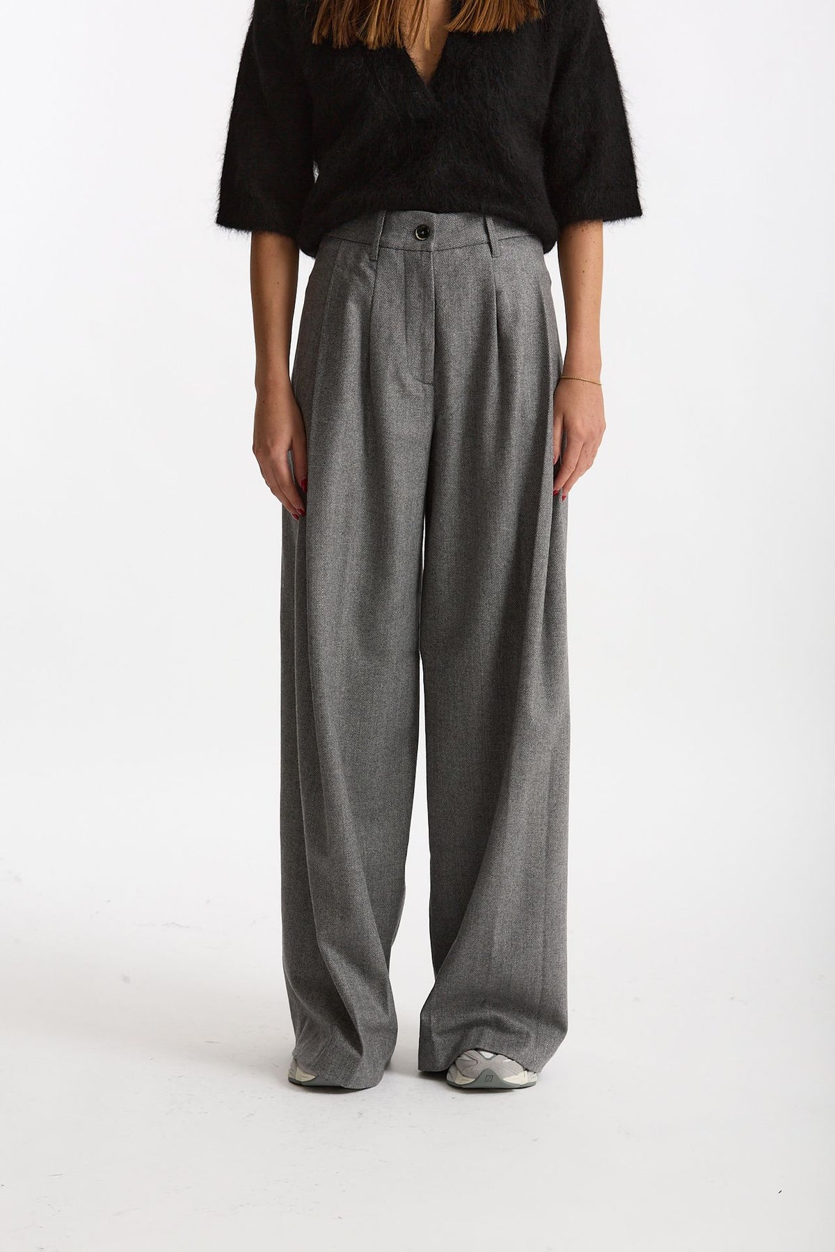 Pantalone palazzo PETRA spigato grigio donna Nine in the morning - 2