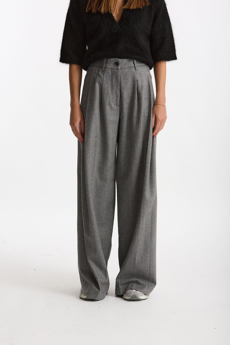 Pantalone palazzo PETRA spigato grigio donna Nine in the morning - 2