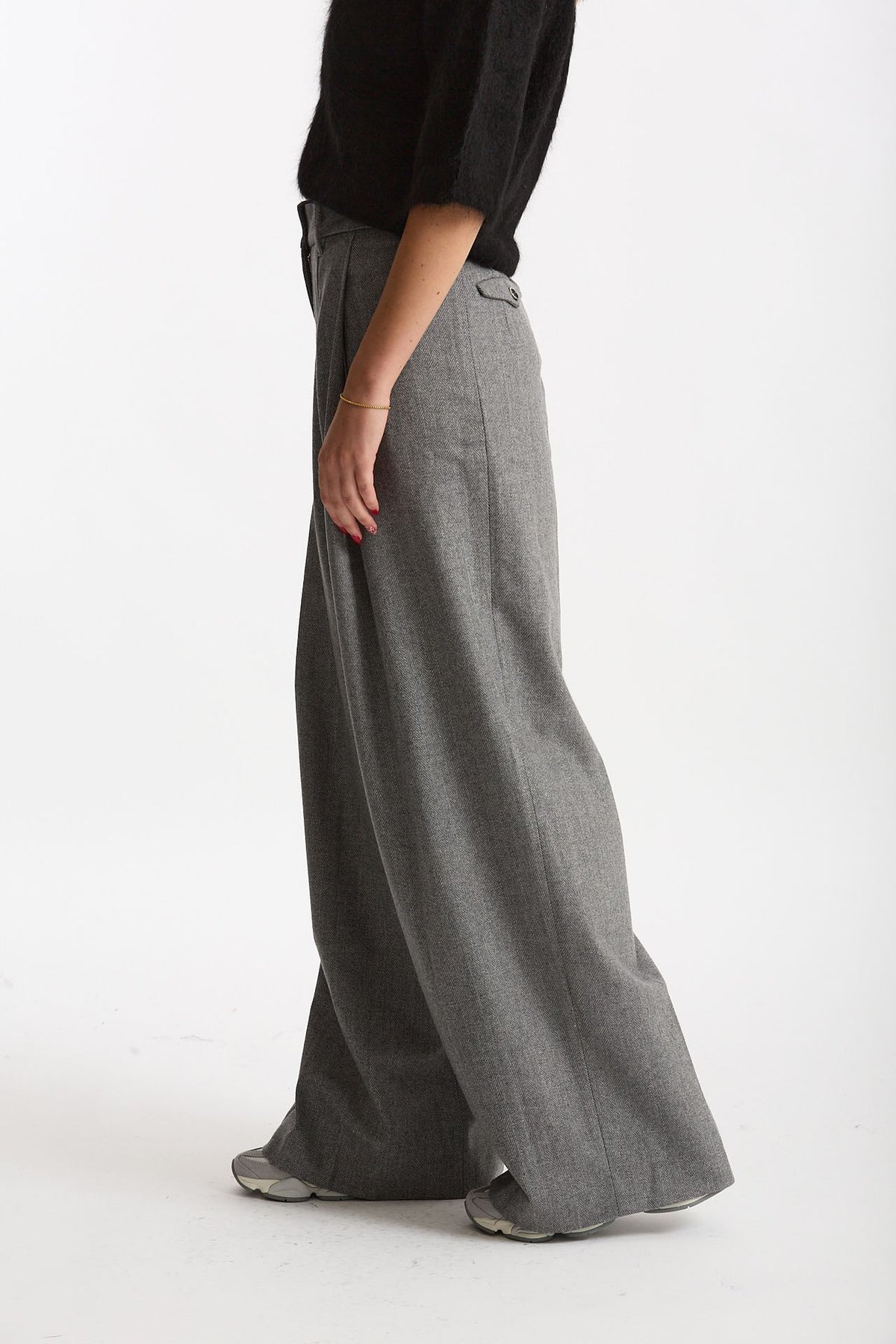 Pantalone palazzo PETRA spigato grigio donna Nine in the morning - 3