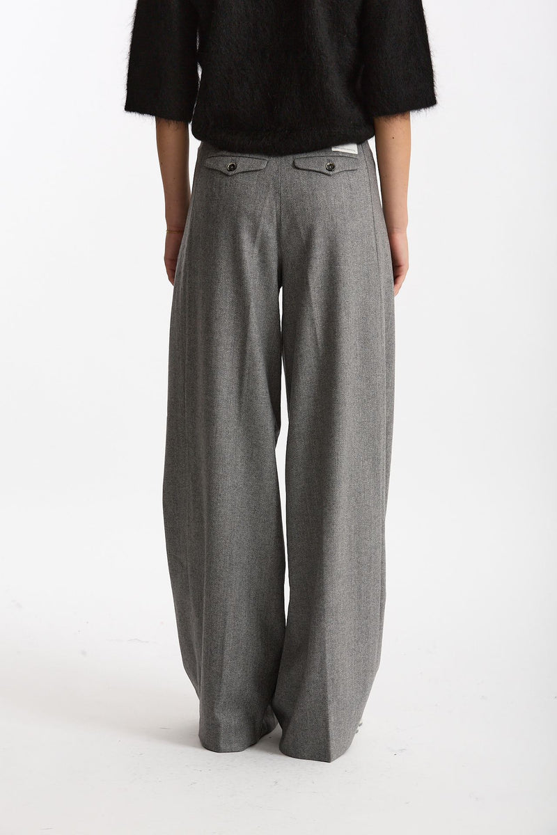 Pantalone palazzo PETRA spigato grigio donna Nine in the morning - 4
