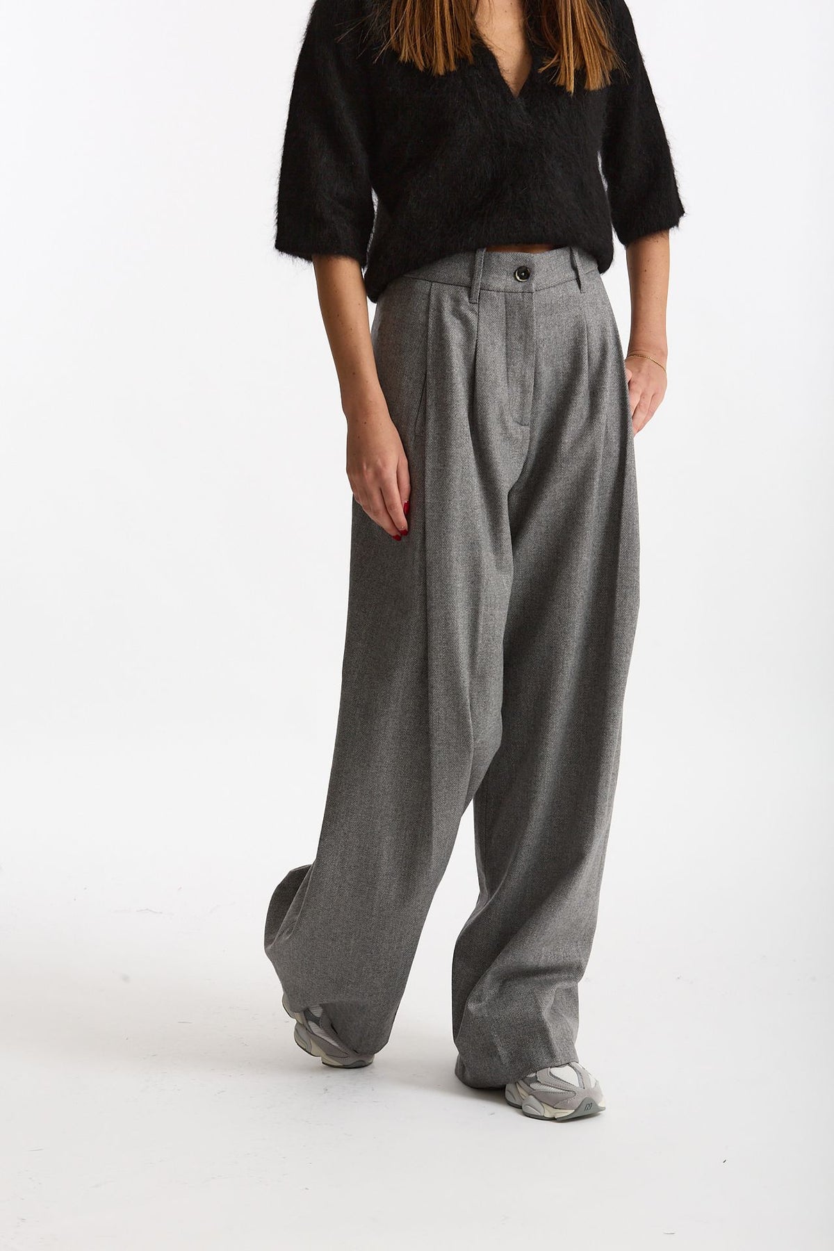 Pantalone palazzo PETRA spigato grigio donna Nine in the morning - 5