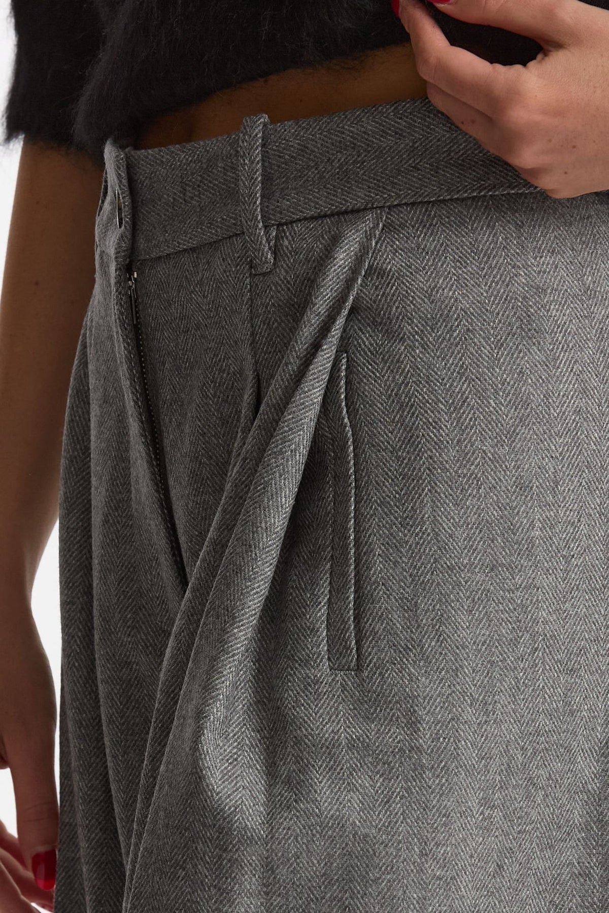 Pantalone palazzo PETRA spigato grigio donna Nine in the morning - 6