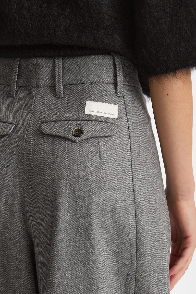 Pantalone palazzo PETRA spigato grigio donna Nine in the morning - 7