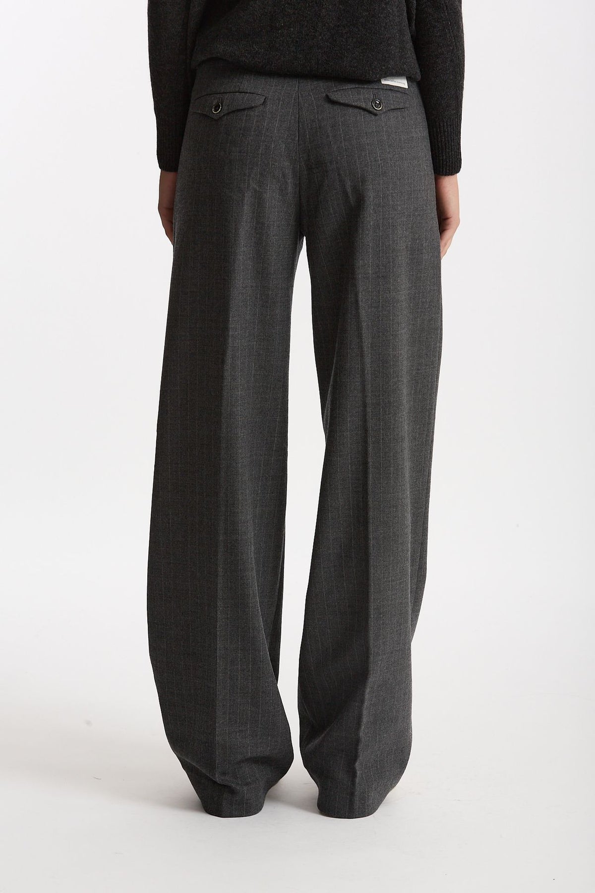 Pantalone palazzo FIAMMA gessato bianco e grigio donna Nine in the morning - 3