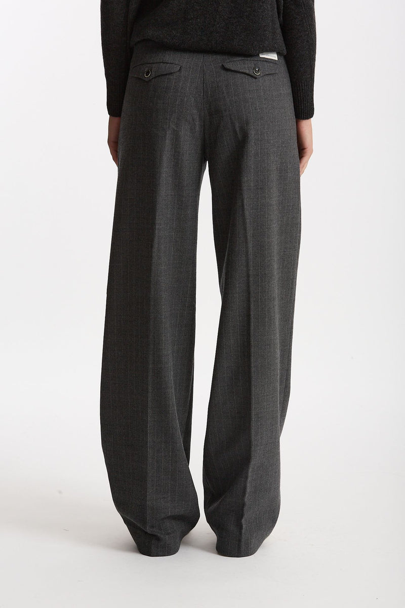 Pantalone palazzo FIAMMA gessato bianco e grigio donna Nine in the morning - 3
