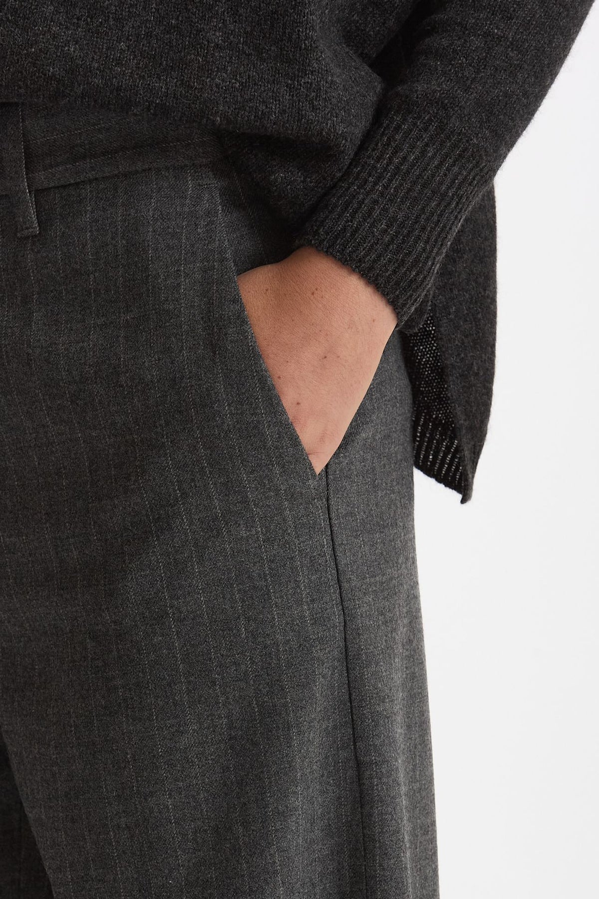 Pantalone palazzo FIAMMA gessato bianco e grigio donna Nine in the morning - 5