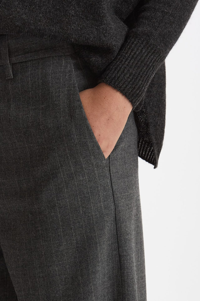 Pantalone palazzo FIAMMA gessato bianco e grigio donna Nine in the morning - 5