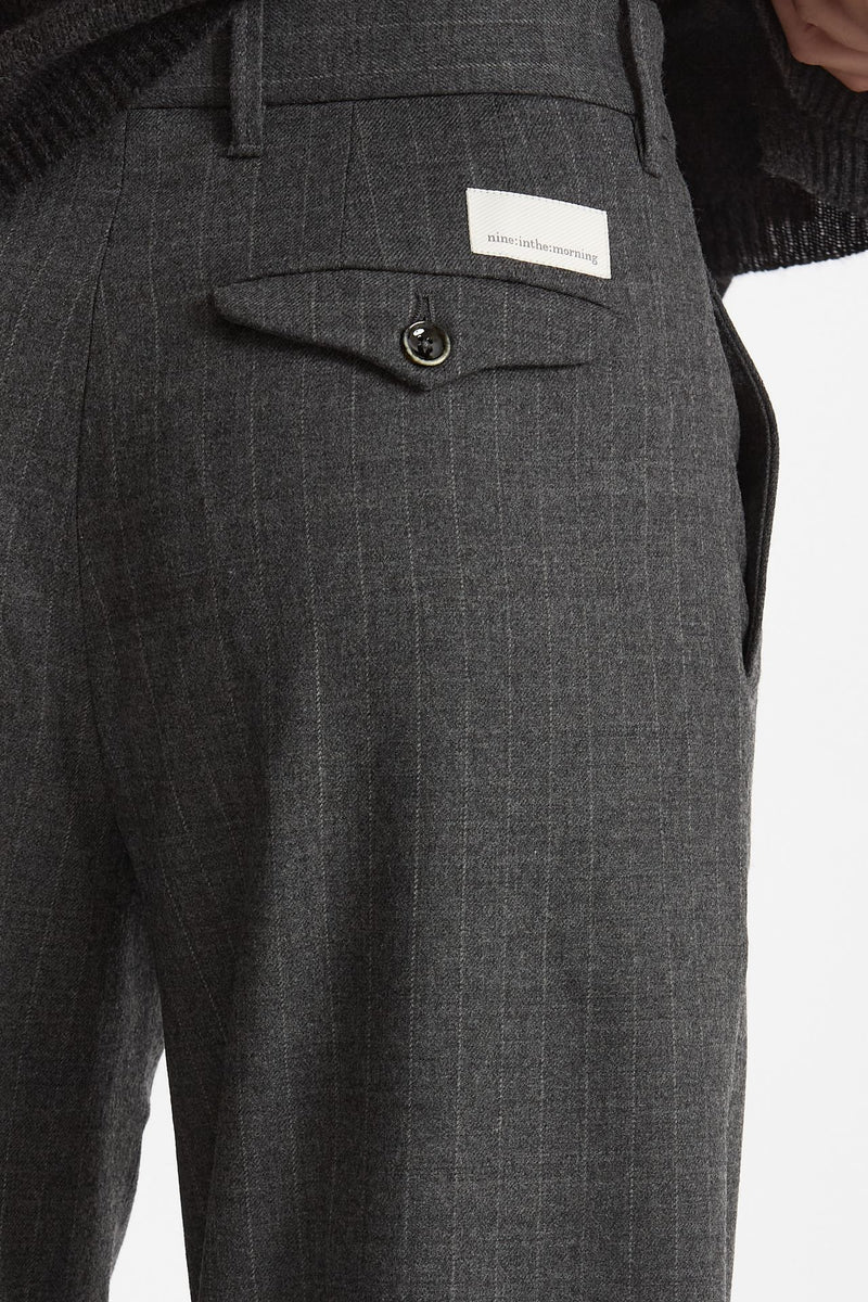 Pantalone palazzo FIAMMA gessato bianco e grigio donna Nine in the morning - 6