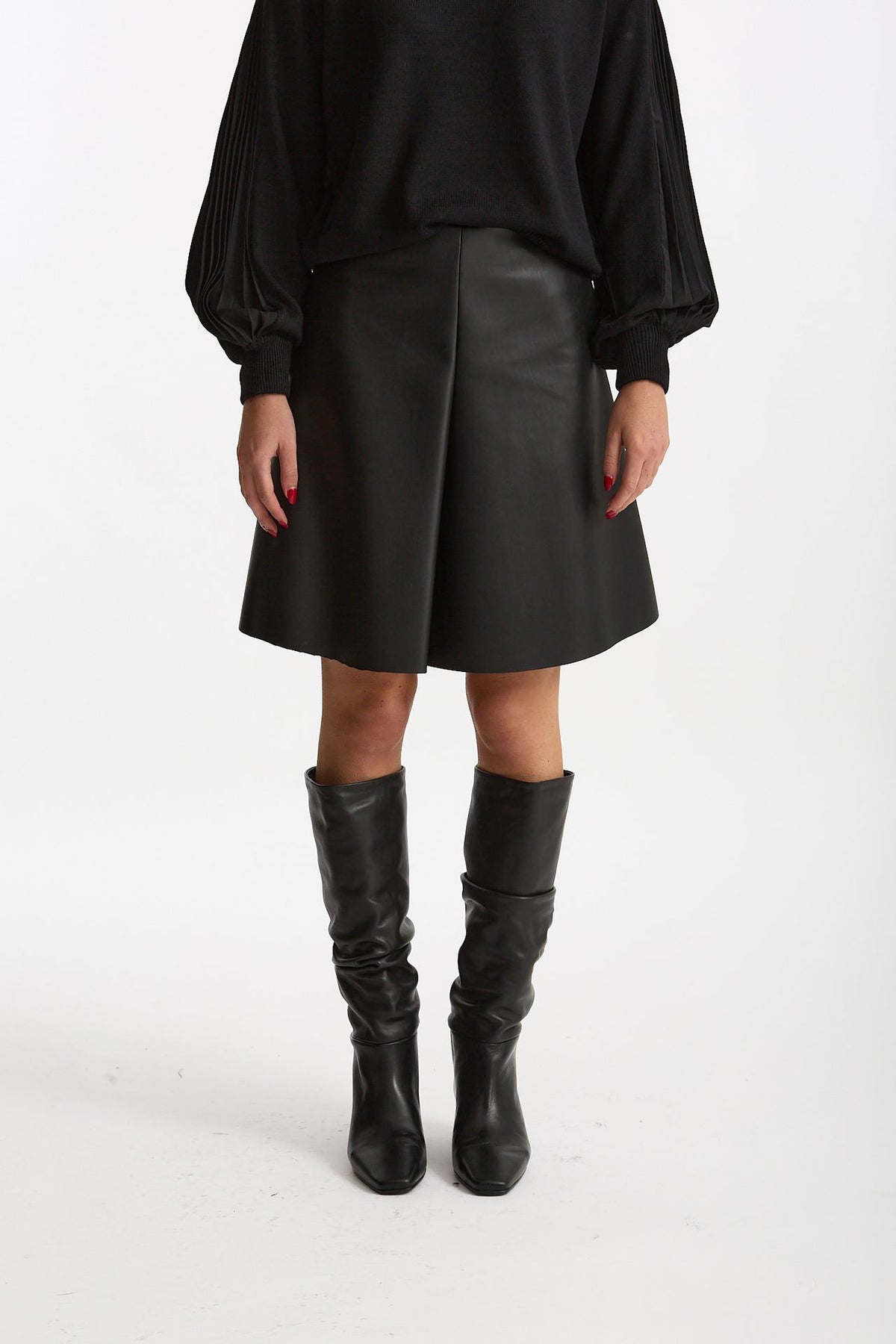 Gonna midi in ecopelle nero donna Nude - 1