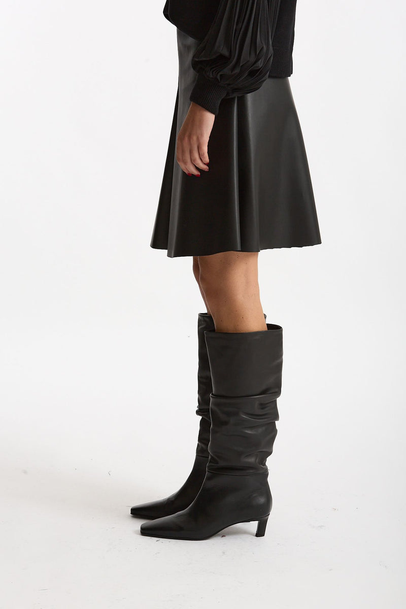 Gonna midi in ecopelle nero donna Nude - 3
