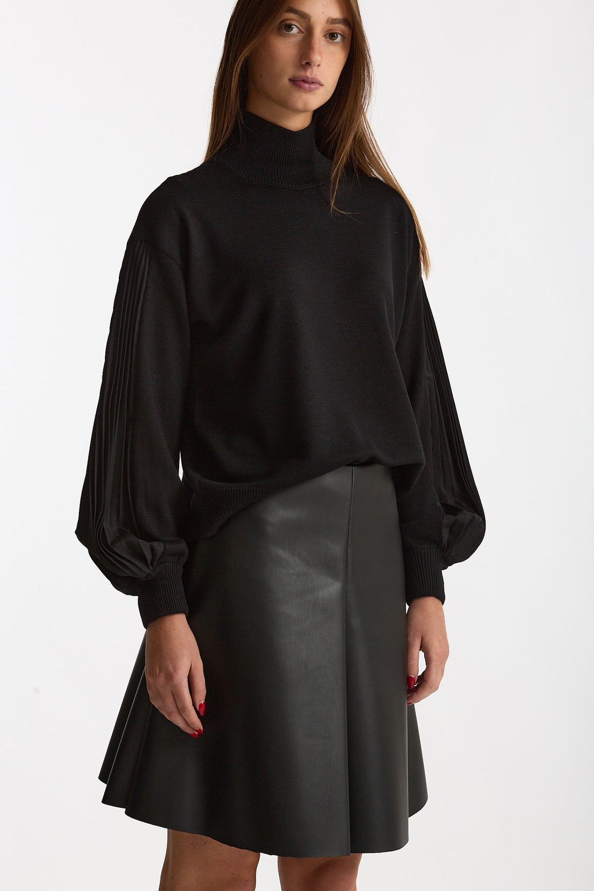 Maglia dolcevita maniche a sbuffo nero donna Nude - 1
