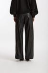 Pantalone wide leg ecopelle nero donna Nude - 3