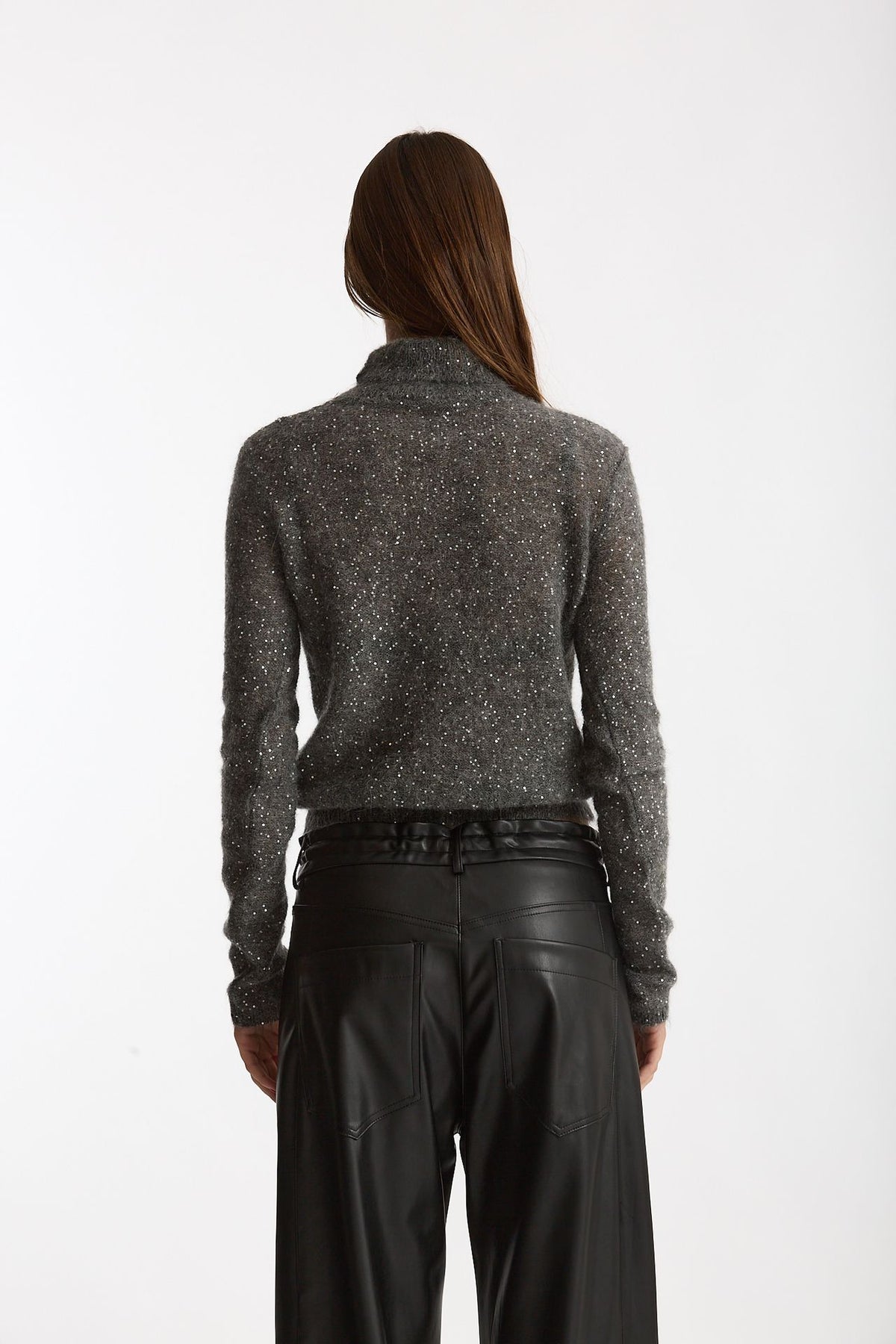 Maglia dolcevita micro paillettes grigio donna Nude - 2
