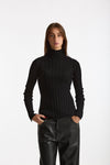 Maglia dolcevita a coste nero donna Nude - 2