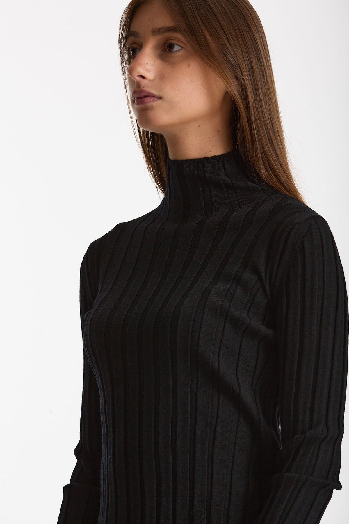 Maglia dolcevita a coste nero donna Nude - 5