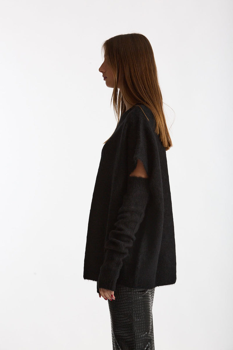 Maglia oversize con manicotti nero donna Nude - 4