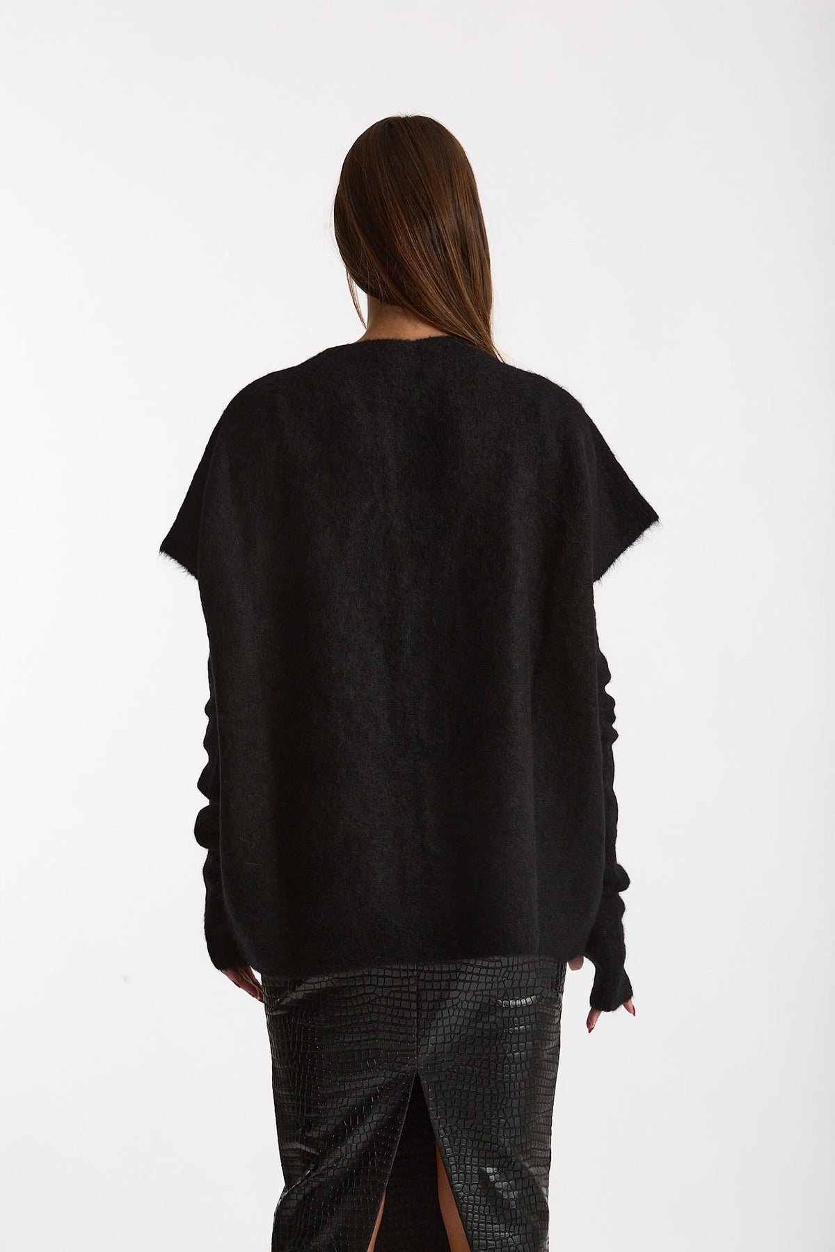 Maglia oversize con manicotti nero donna Nude - 3