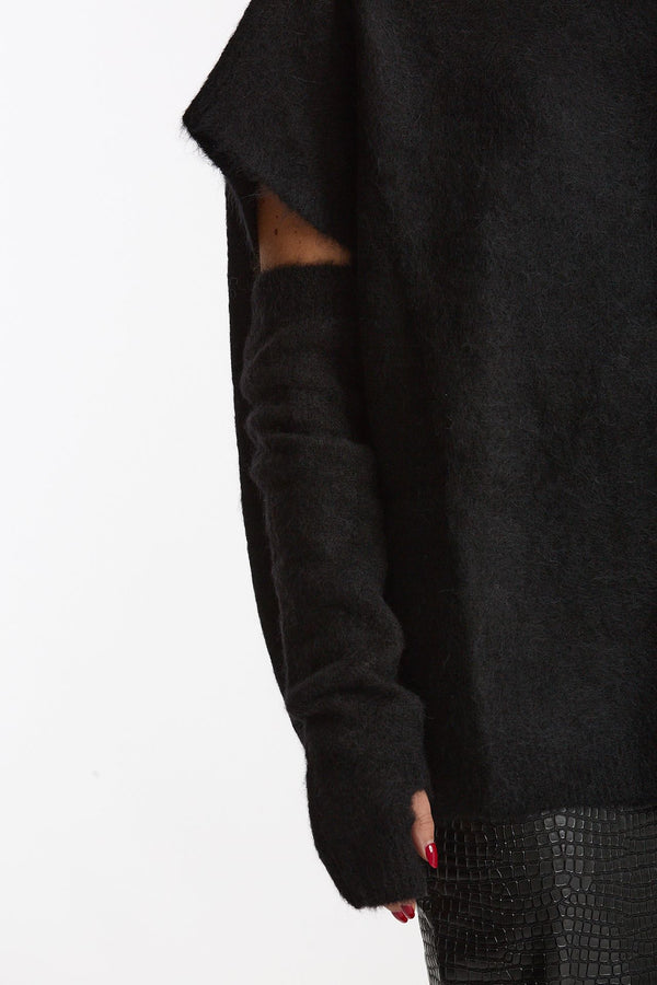 Maglia oversize con manicotti nero donna Nude
