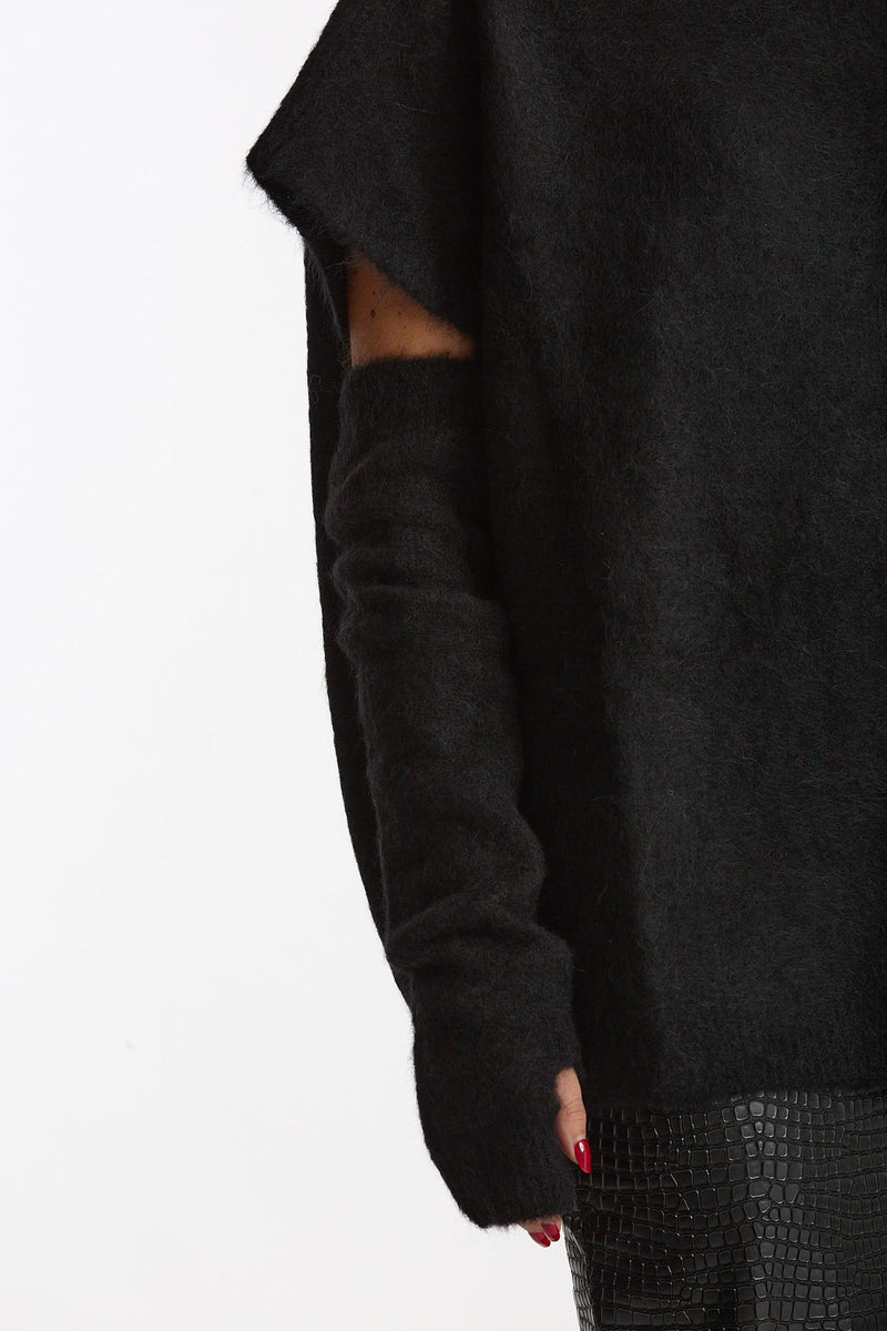 Maglia oversize con manicotti nero donna Nude - 2