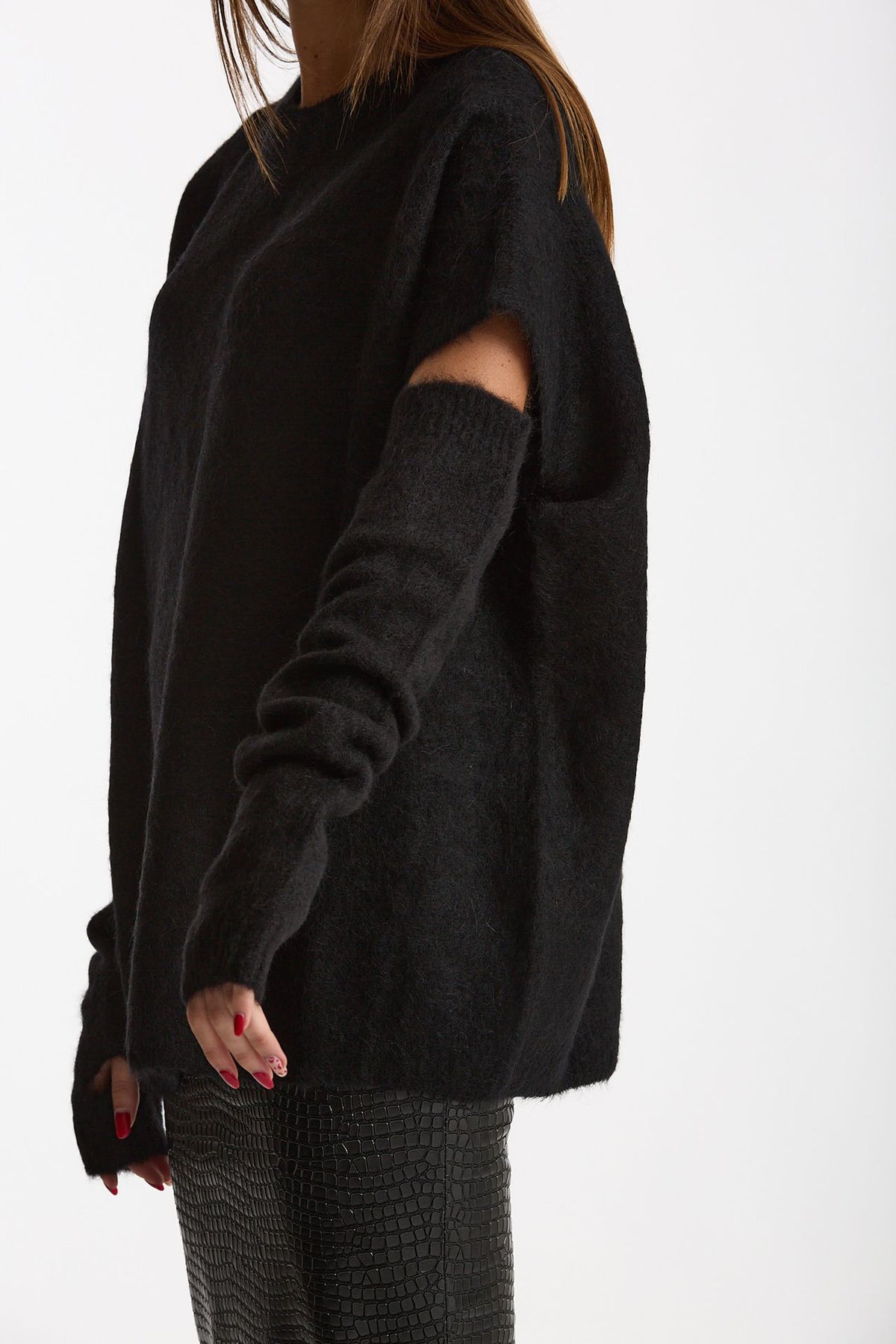 Maglia oversize con manicotti nero donna Nude - 6
