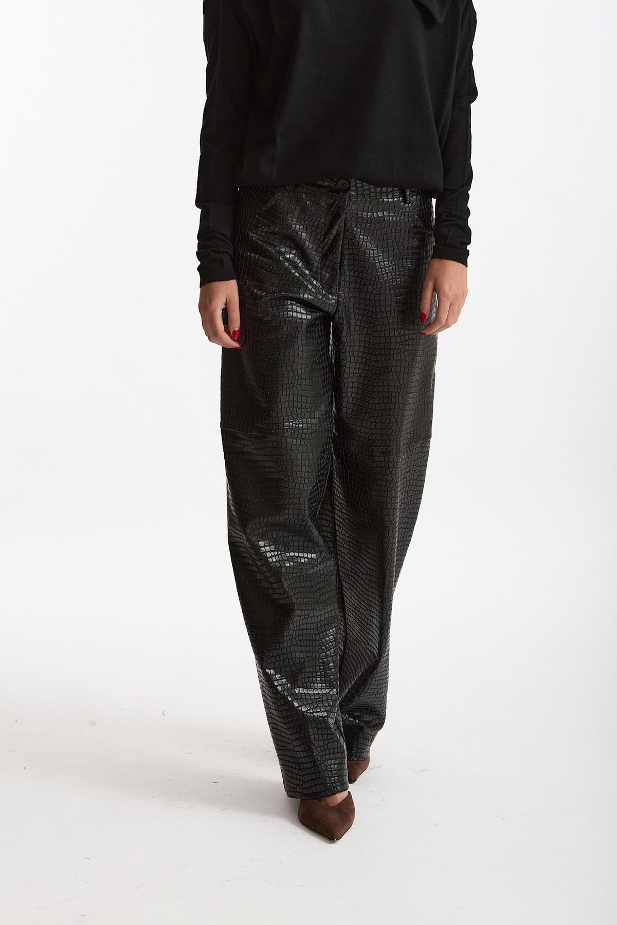 Pantalone ecopelle stampa cocco nero donna Nude - 1